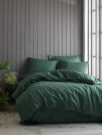 L'essentiel linge de maison Hexa - Green Juego de Funda de Edredón de Satén Doble